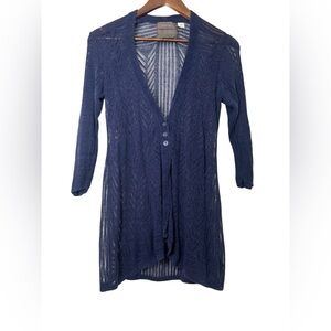 Guinevere Anthropologie Medium Linen Open Knit Cardigan Duster Vampire Diaries